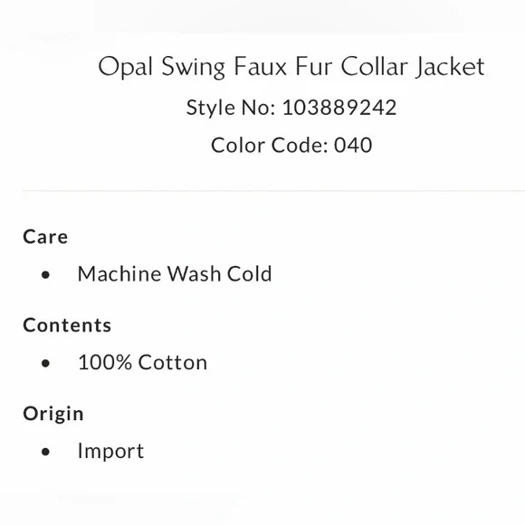 ▪️NWT Free People Opal Swing Faux Fur Collar Jacket